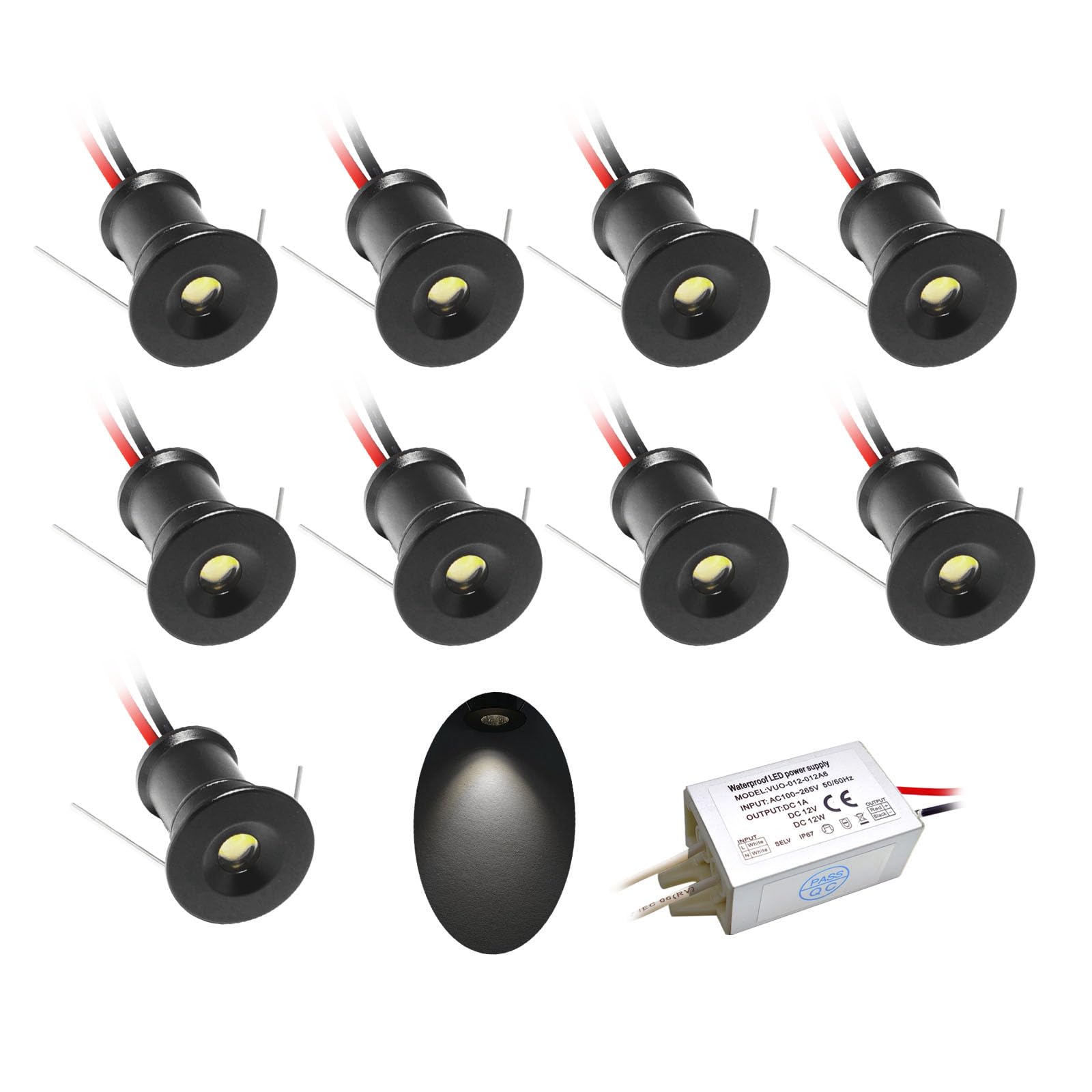 Faretti LED Incasso 9PCS - 12V 1W, IP65, 120°, Bianco, Per Cucina, Scale, Armadi, DIY - Foto 7