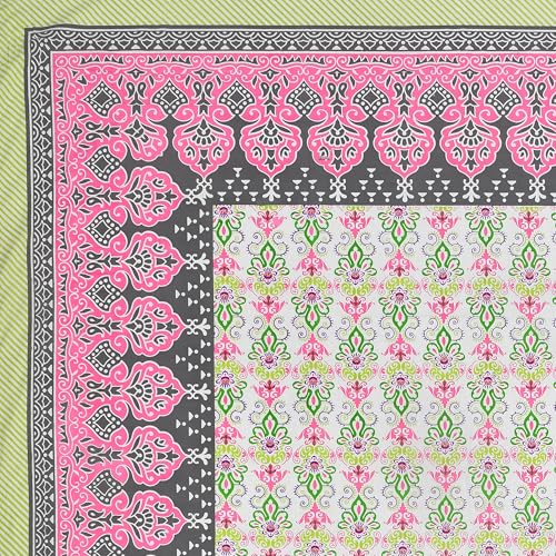Image of RajasthaniKart Pure 100% Cotton 240 TC King Size BEDSHEET with 2 Pillow Cover - 90X108 (Suitable for King Size Bed Sheet or Double Bed) PSP (Green)