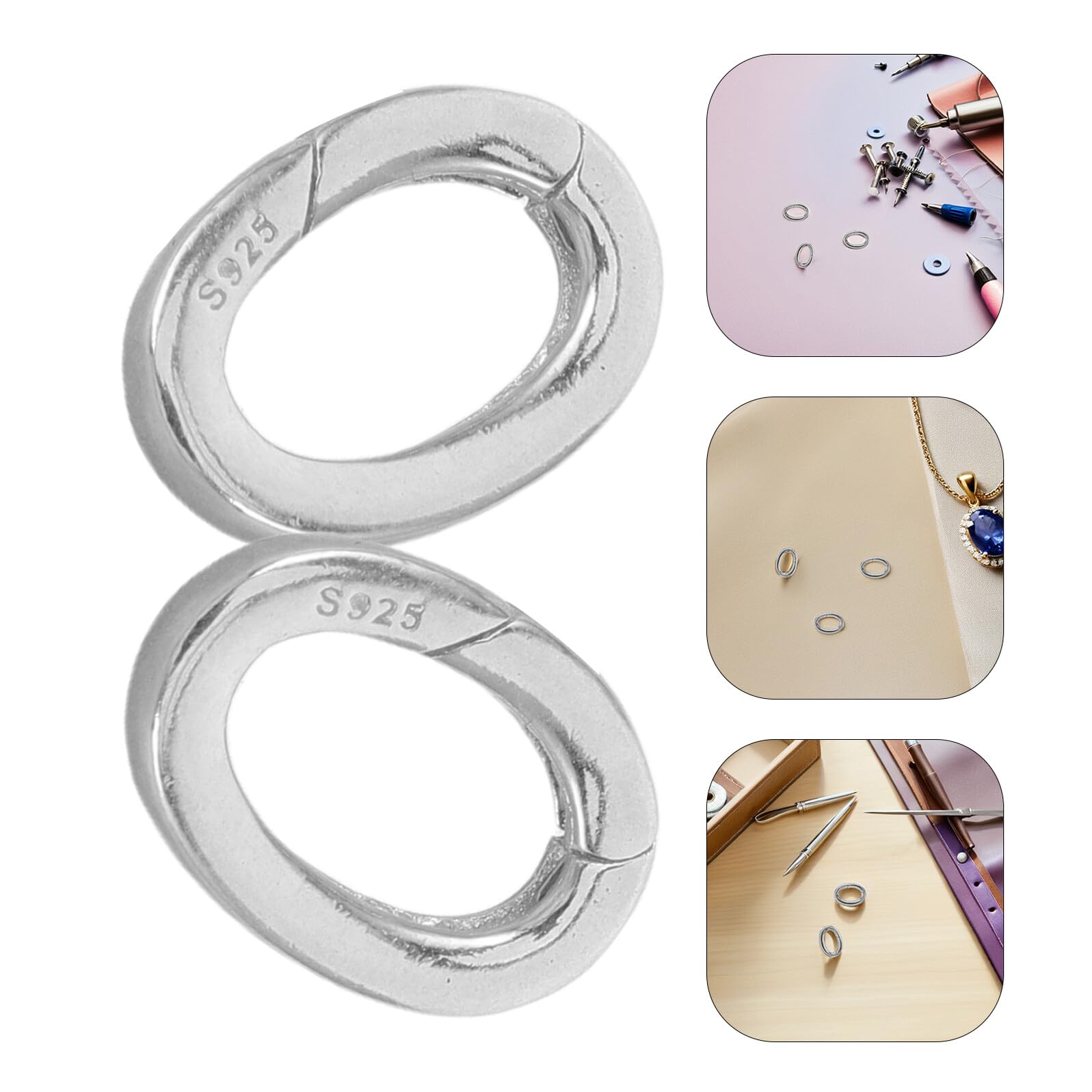 Lurrose Clips de Resorte para Joyería 10Mm X 13Mm Cierre Pequeño para Pulsera y Collar Conector de Cadena Plateado 2 Unidades para Manualidades y Fabricación de Joyas