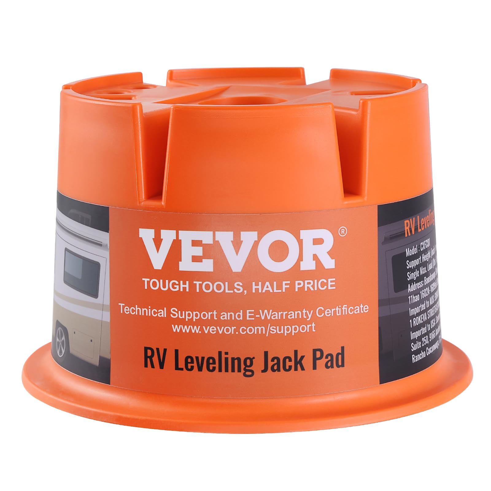 VEVOR Lot de 2 Blocs de Cric de Caravane, Capacité 0,9 T/PCs, Bloc de Nivellement pour Camping-Car, Blocs Stabilisateurs en Polypropylène, Accessoires de Voyage pour n'importe Quel Cric à Sellette