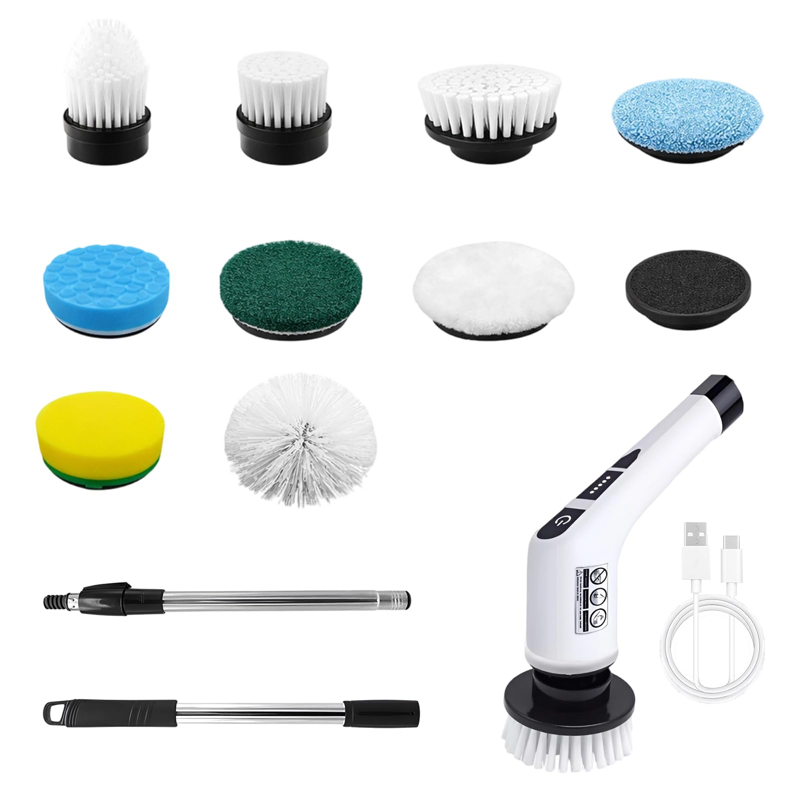 Electric Spin Scrubber, 360 Cordless Powerful Scrub Brush with Two Speed Settings, One Button Control and 9 Replaceable Brush Heads, Cleaning Tool for Bathroom Kitchen Shower Tub and Floor Tiles