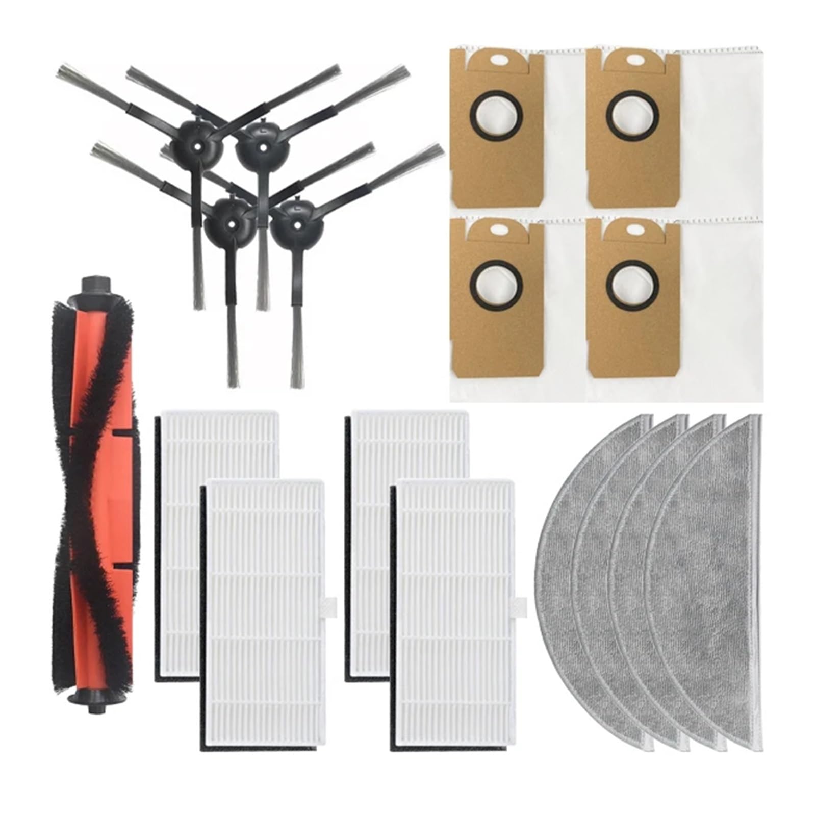 SteFik Paños for fregona Bolsas for el Polvo Cepillo Principal Cepillo Lateral Filtro HEPA. Compatible con repuestos de aspiradora Robot Lydsto R1, Limpieza del hogar. (Color : As Shown-23)