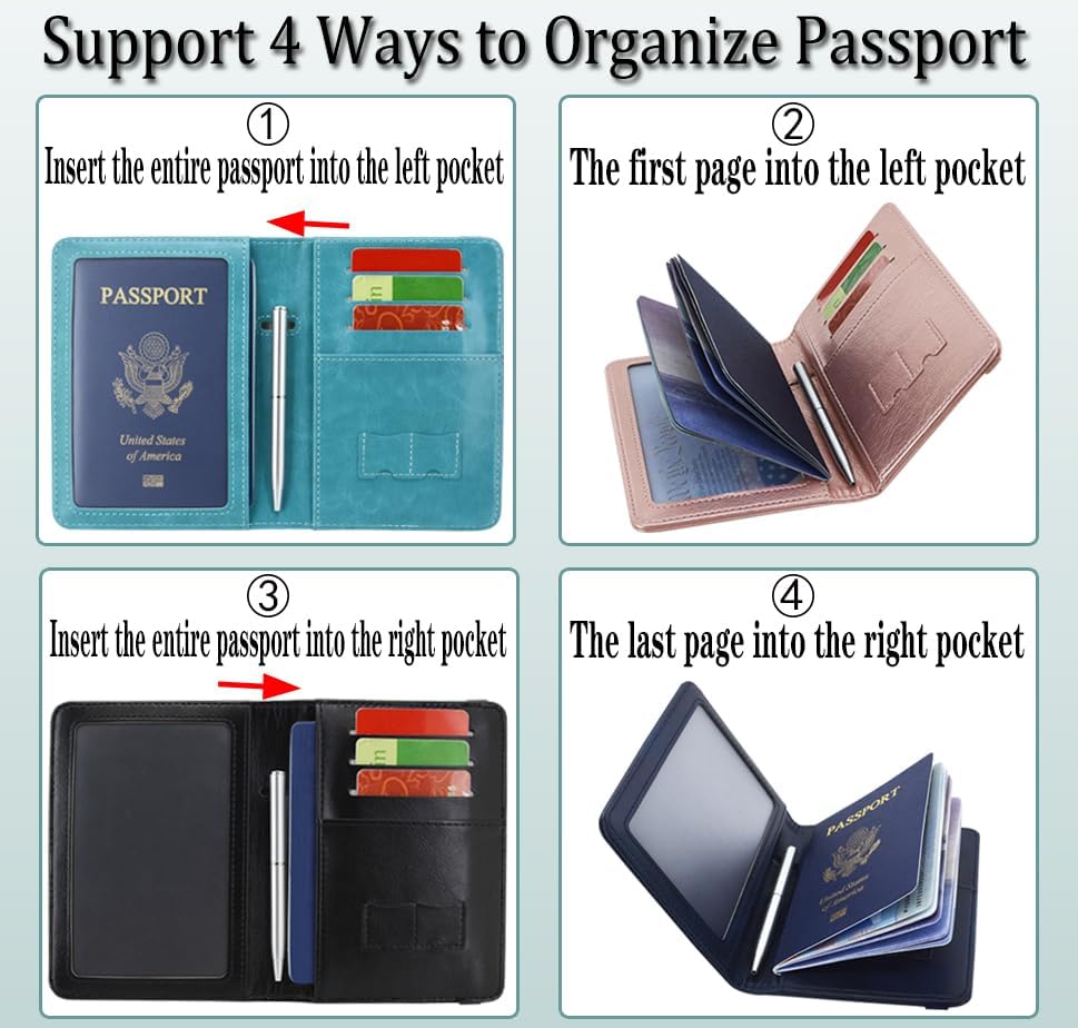 Miniatura 7 de ACdream - Tarjetero combinado para colocar pasaporte y tarjeta de vacunación funda protectora con ranura para tarjeta de vacunación del CDC