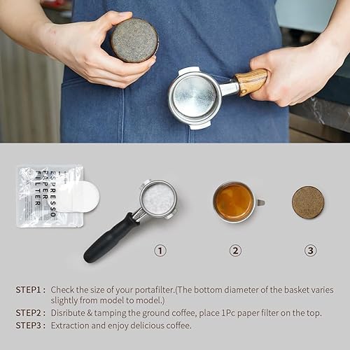 Miniatura 2 de watchget Filtros de papel espresso de 2.087 in, 500 piezas de papel de filtro de café sin blanquear para máquina de café expreso, pantalla de disco