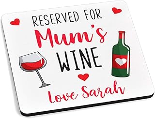 PERSONALISED Wine Drinks Coaster Gifts for Mum Mummy Nanny ANY NAME - Wine Drinks Coaster Mat Gifts for Birthdays, Christmas, Mothers Day - Handmade Mum Mummy Nanny Wine Drinks Mat