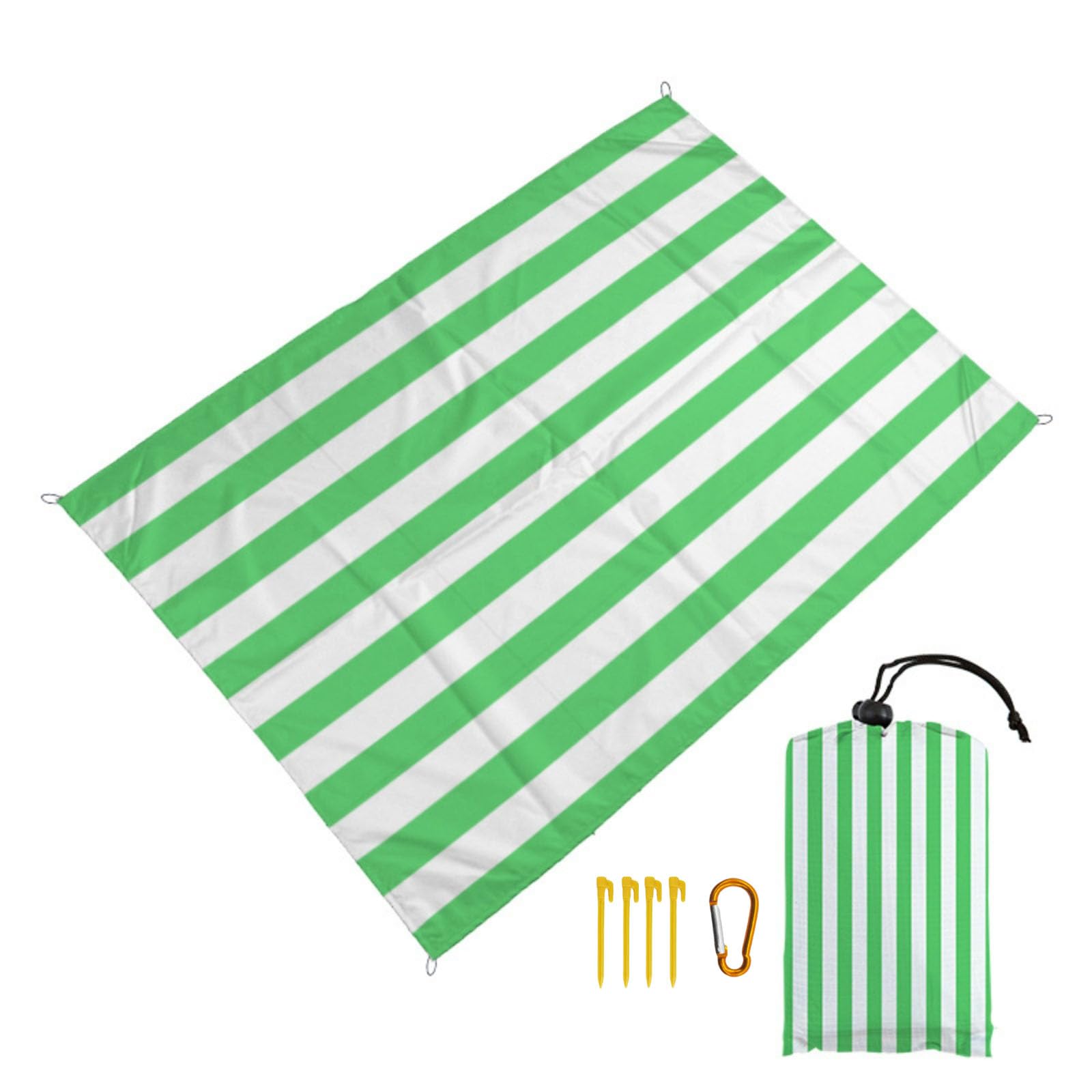 Surwin Stripes Sand-Free Waterproof Beach Blanket, Lightweight Compact Mats Quick-Dry Microfibre Beach Pad Extra Large Oversized Pool Towels for Camping, Hiking, Picnic (Green,180x200cm)