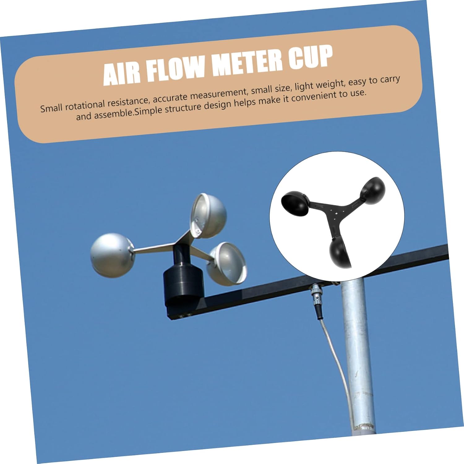 Holibanna Wind Measurement Sensor Cup Anemometer Wind Sensor Lightweight Design for Easy Use and Portability
