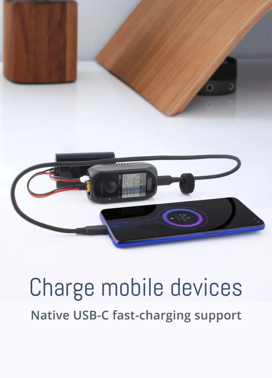 ToolkitRC M4 80 W 5A MINI kieszonkowa inteligentna kompaktowa ładowarka balansowa wbudowane wyjście USB-C XT30 XT60 dla baterii 1-4S Lipo LiHv Life (kieszeń M4 z SC100)