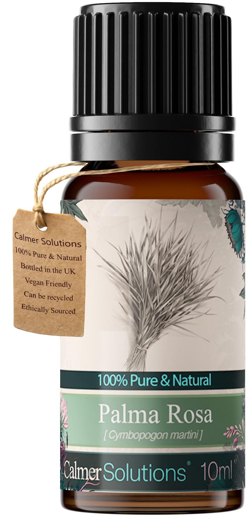 Calmer Solutions Pale Yellow Palmarosa 100% Pure Essential Aromatherapy Oil 10Ml