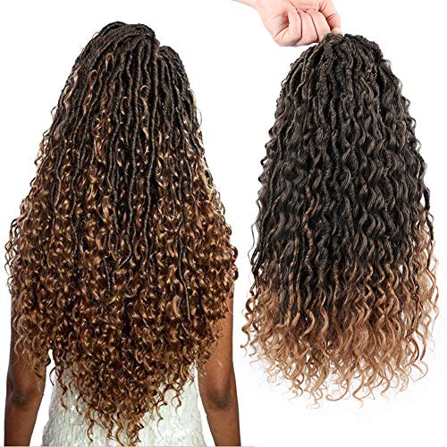 Gx Beauty River Locs Crochet Hair 18 Inch 6 Packs New Goddess Faux Locs with Curly Ends Braids Crochet Hair Pre Looped Twist Faux Boho Locs Hair Extensions for Black Women (T1B-27#)