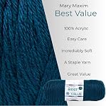 Mary Maxim Best Value Fil de poids pire, 100% Poids moyen acrylique 4 Fil pour le crochet et tricoter des filets, écharpes, mitaines, couvertures, et vêtements, 6 oz, 342 Jardons, Teal profond