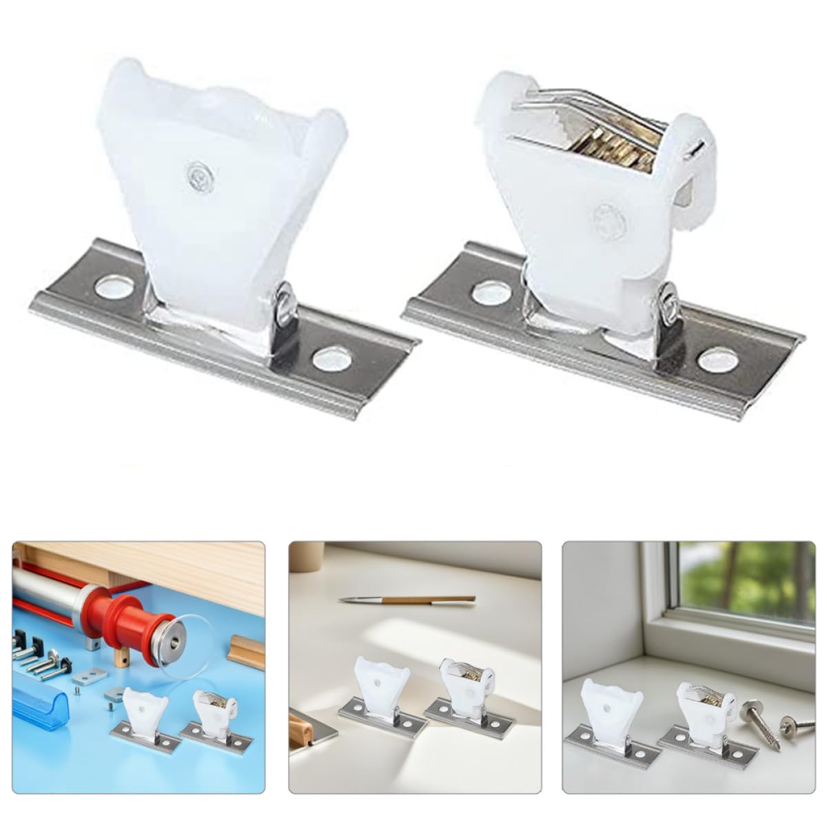 Housoutil Set Fermacorda per Tende Romane e Veneziane in Plastica Bianca Design Raffinato per Fissaggio Tende Domestiche Senza Corda