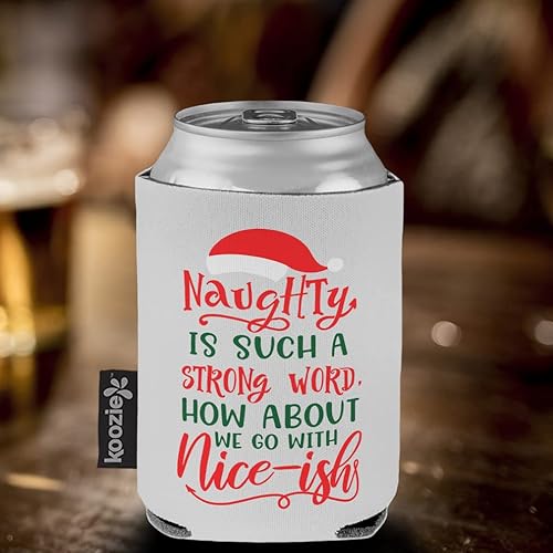 Miniatura 5 de Fundas navideñas para latas, enfriador de bebidas, travieso es una palabra tan fuerte, Niceish Santa Cap Style B Navidad Buceo Espuma Fiesta Cerveza