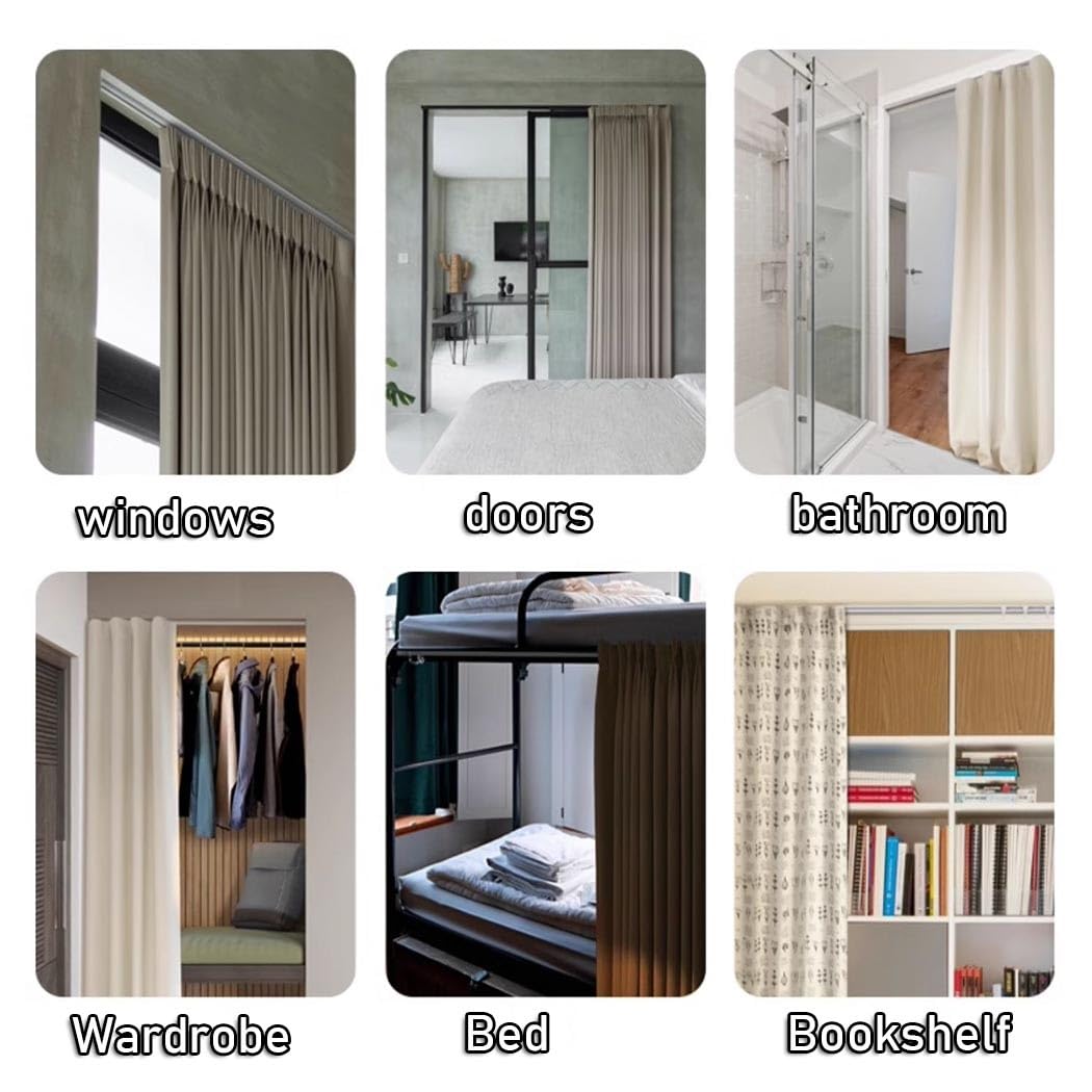 Système de tringle à rideaux auto-adhésive - Installation sans perçage au plafond ou aux murs - Kit de séparation de pièce polyvalent pour douche, dressing, bureau - Installation facile - 19