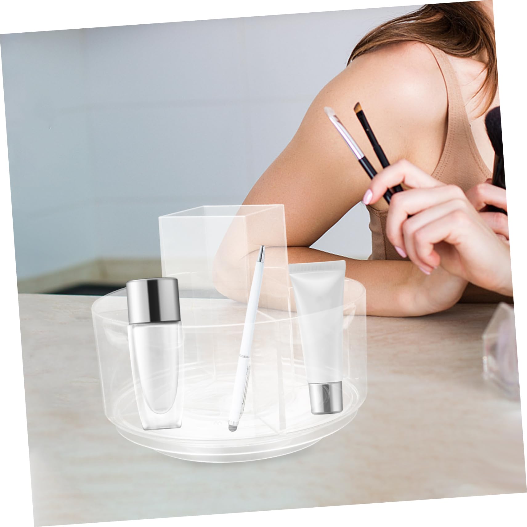 Organizer Cosmetici Rotante a 360 Gradi, Vassoio Trasparente