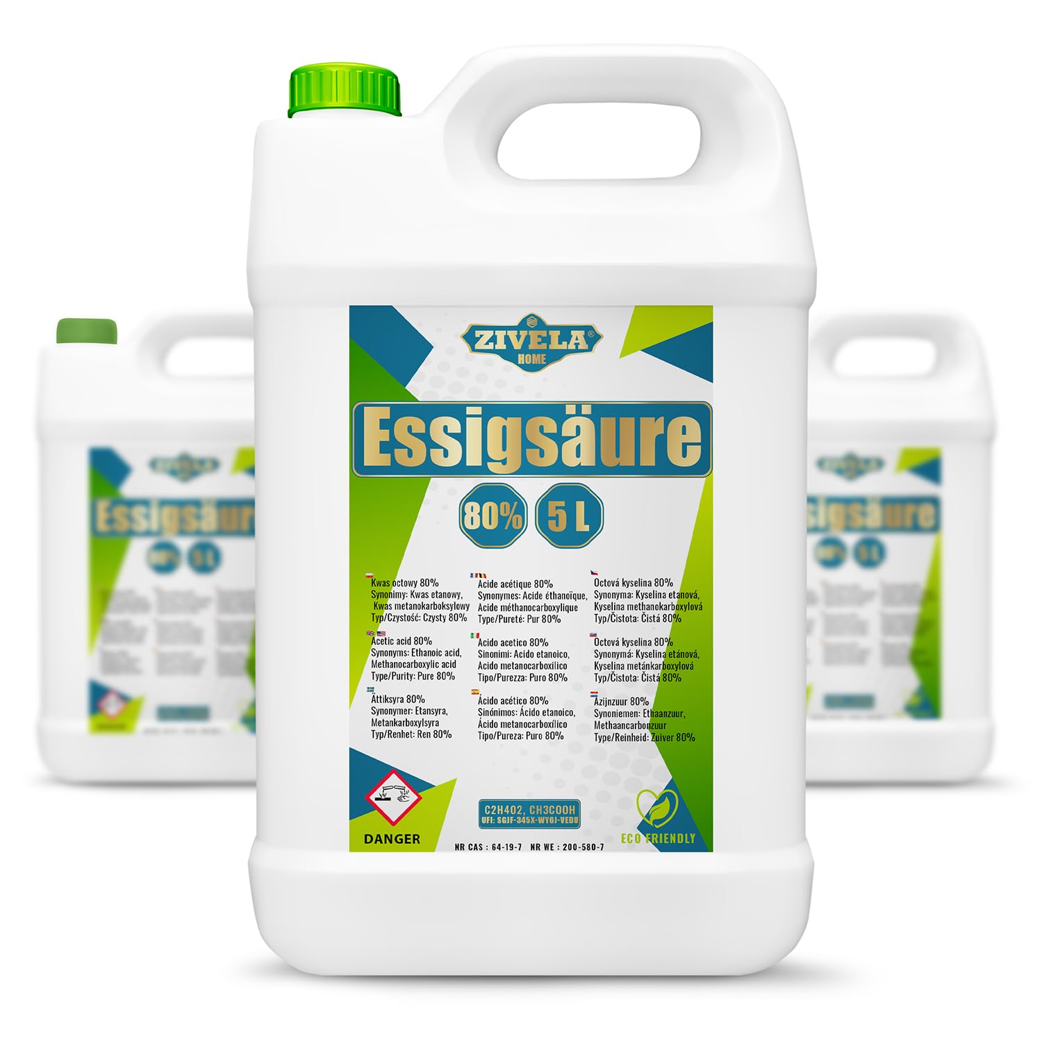 15L Essigsäure 80% Premium Qualität | 3x5L Essigessenz 80 prozent Lebensmittelqualität 15 kg | Hochreiner Essig für Vielseitige Anwendungen | Perfekt für Hausgebrauch Industrie Gartenbau Reinigung