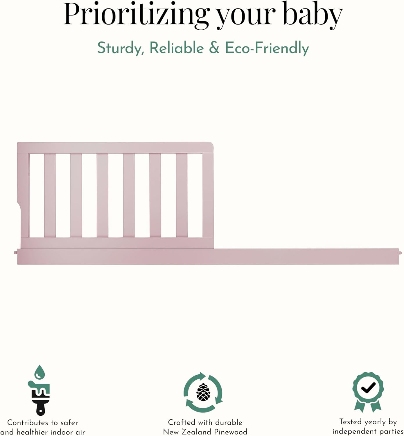 Evolur Toddler Guard Rail, Blush Pink Pearl