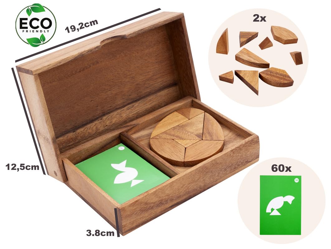 Engelhart - 350102 - Double Egg Wooden Tangram - Wooden Puzzle - Ecological Wooden Game - 1 and 2 Players - 4 Years and Up - Image 2