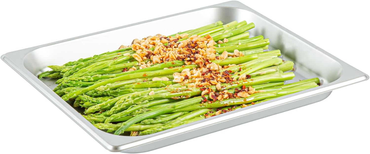 Restaurantware-Kitchen Tek 1/2 Half Size Steam Table Pans, 12 Anti-Jam Steam Pans - Lids Sold Separately, 1.2” Deep, 24 Gauge Stainless Steel Hotel Pan, Freezable, For Catering Events And Parties