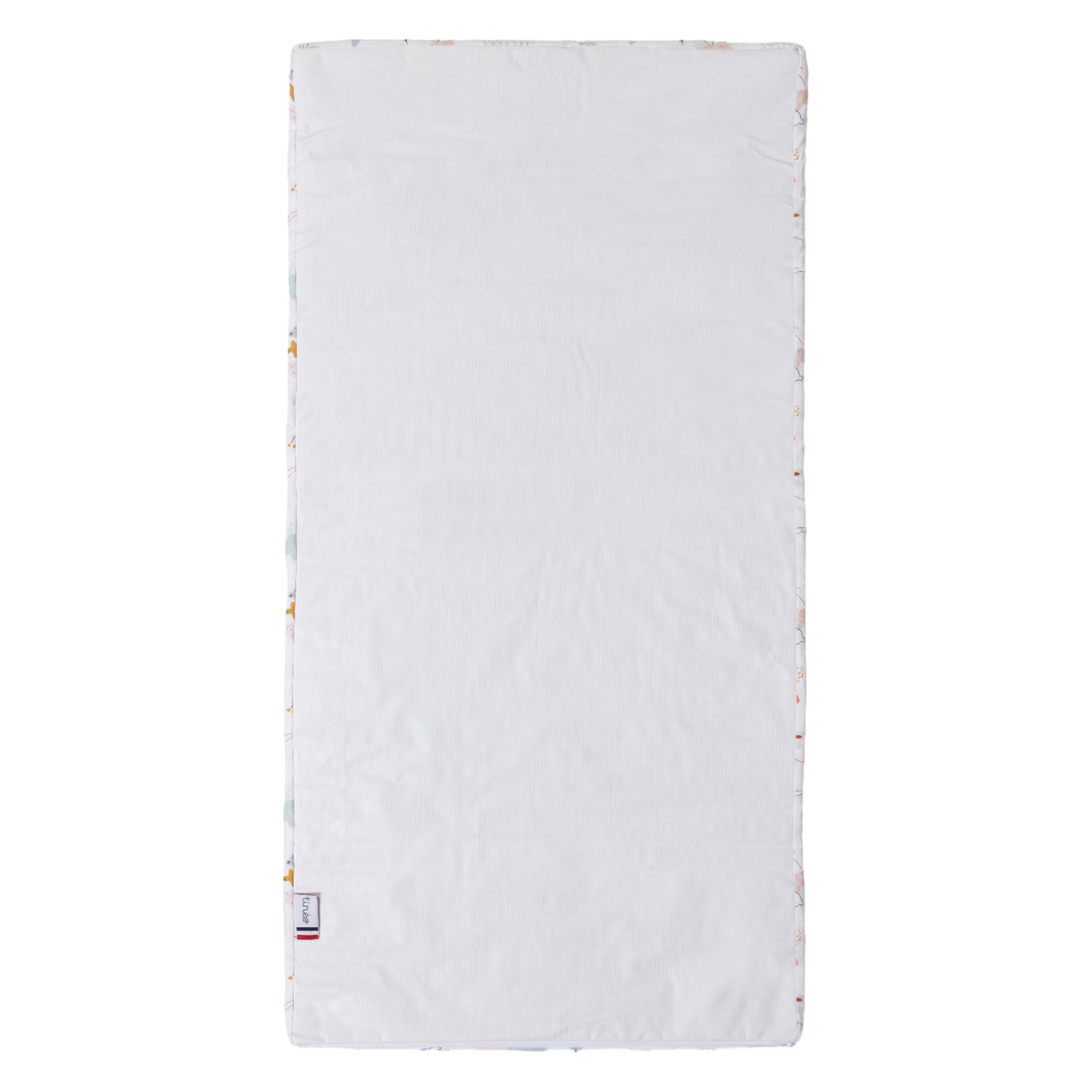 Tinéo - Matelas Bébé De Voyage 60x120x4cm - Dessous Polychlorure De Vinyle - Utilisation Intérieur et Extérieur - Déhoussable - Enroulable - Transportable (Balloons)