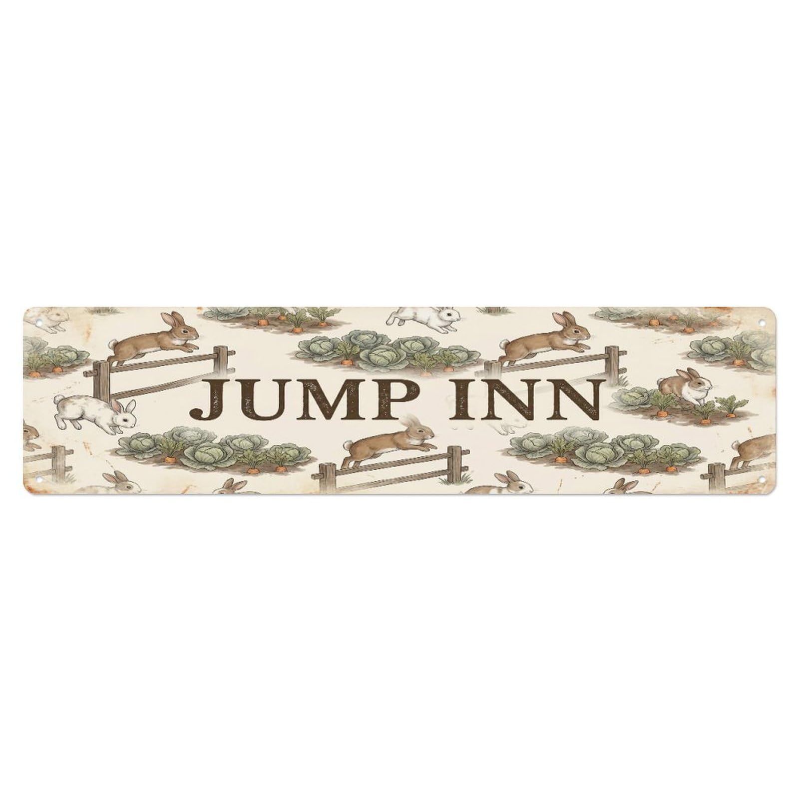 Xanthor Style Metal Tin Sign Vintage Yard Jump Rabbit Farmhouse Funny Rabbit Backyard Farm