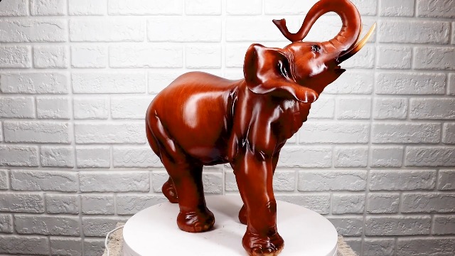 Estatua Buda Elefante Fengshui 14.25 in Madera Falsa miniatura 7