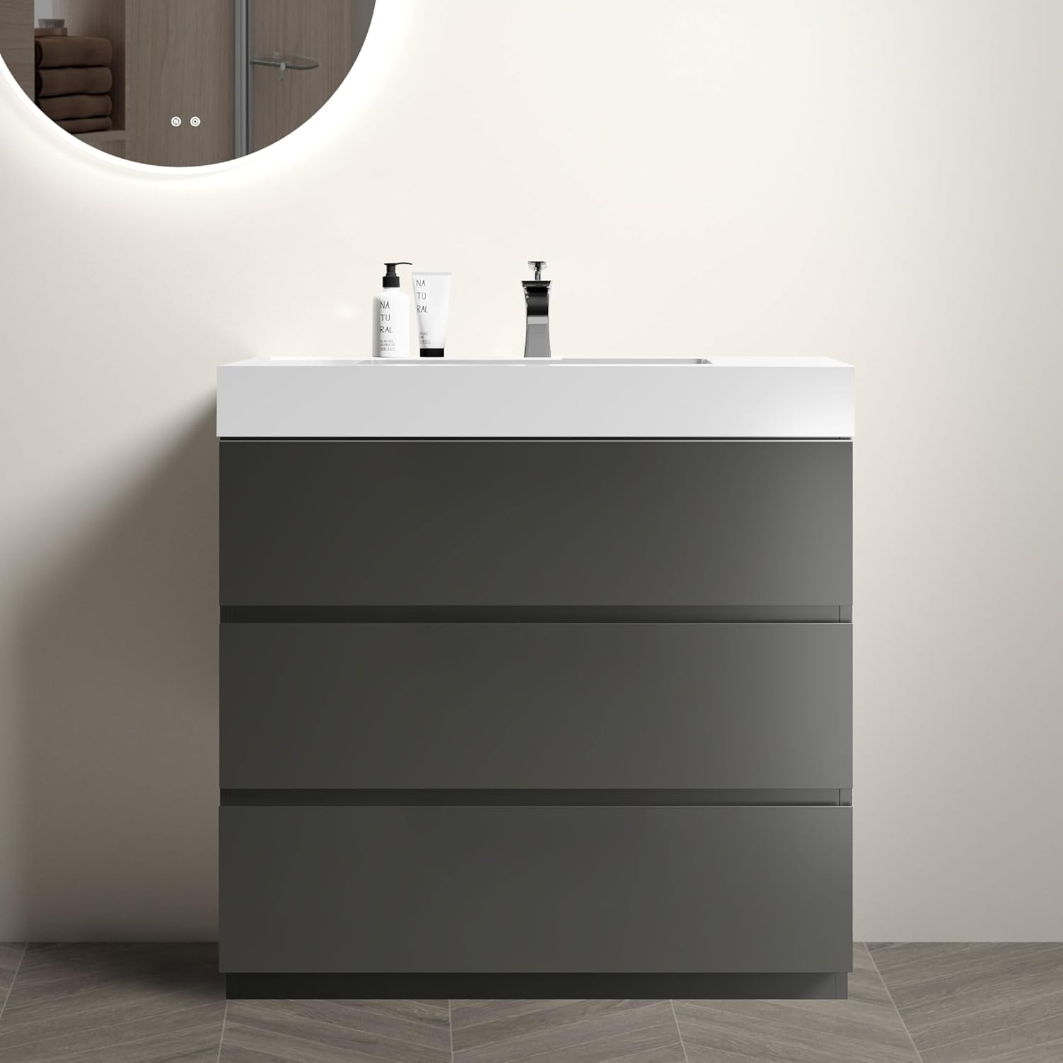 36" Bathroom Vanity with Sink Storage Freestanding Grey