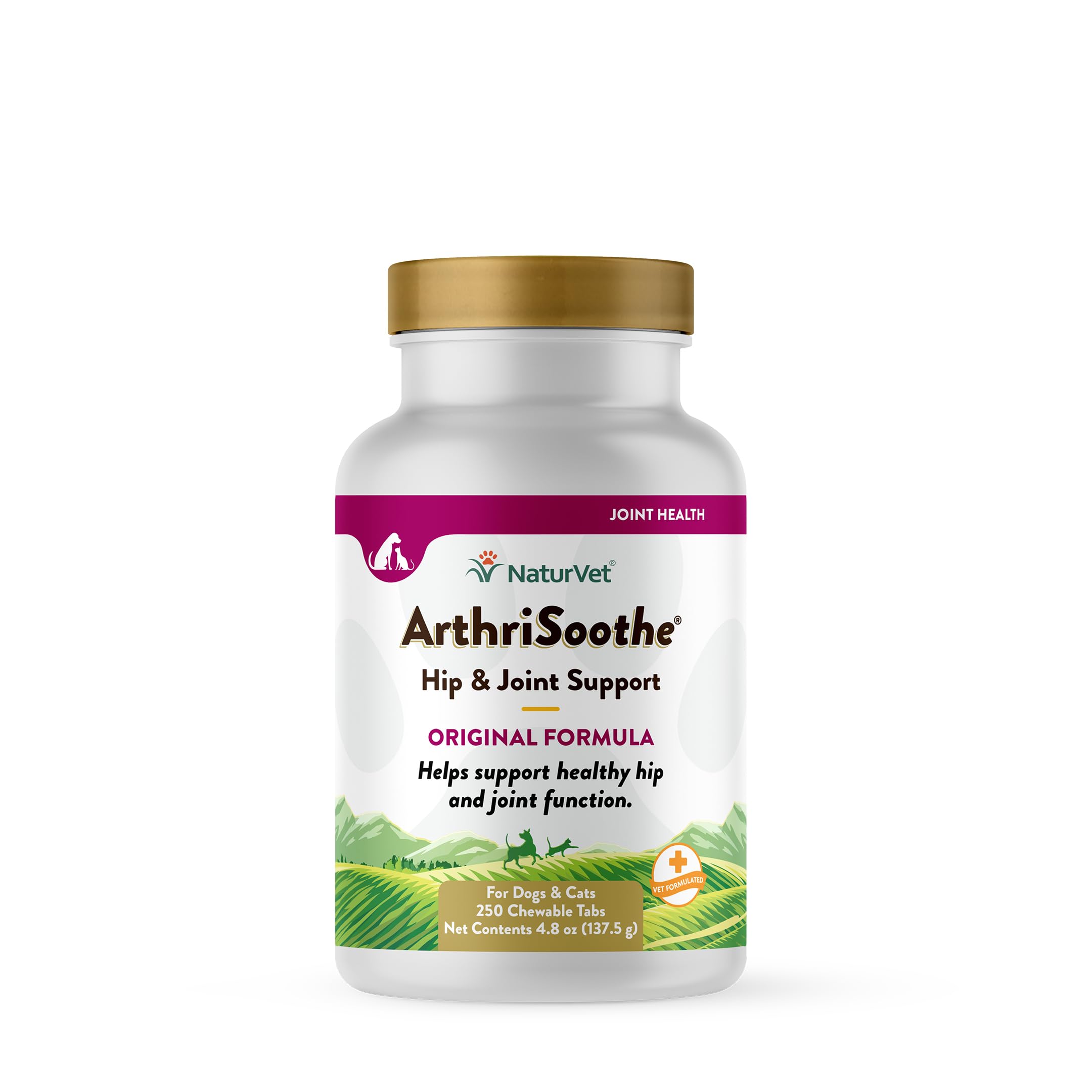 NaturVetArthriSoothe Hip & Joint Formula Pet Supplement for Dogs & Cats – Includes Glucosamine, MSM, Chondroitin, Boswellia, Green Lipped Mussel – Supports HIPS, Joints – 250 Ct.