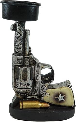 Ebros Gift Rústico Old World Western Outlaw Cowboy Six Shooter Revolver Pistol Gun con bala Vela votiva Vela Vela Vela Figura Decorativa Country