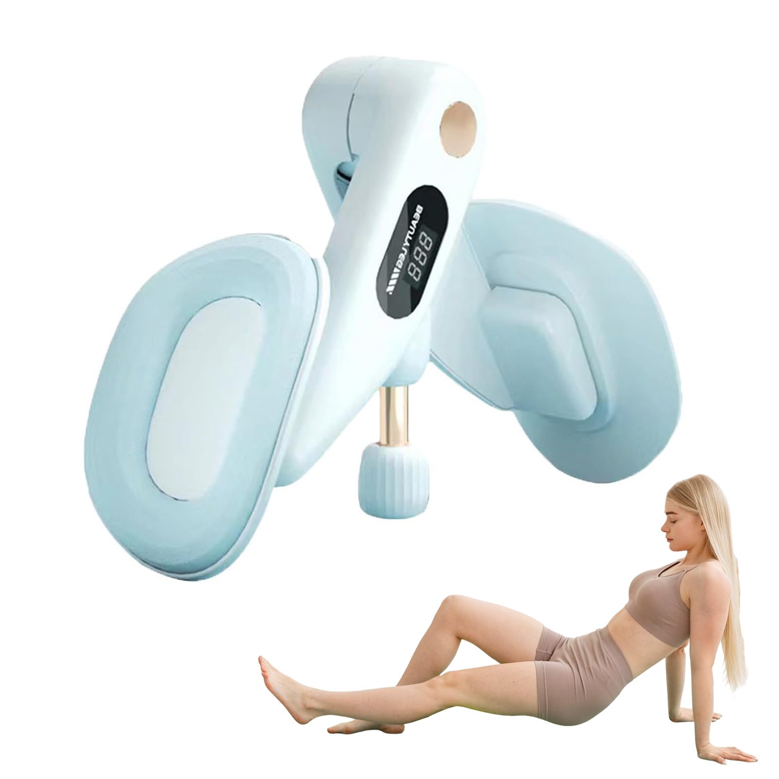 Thigh Trainer, Leg Pelvic Floor Trainer with LED Counter - Adjustable Resistance 10-78lbs, Ergonomic Thigh & Pelvic Exerciser for Women, Home Pilates Yoga Fitness Equipment (Blue)