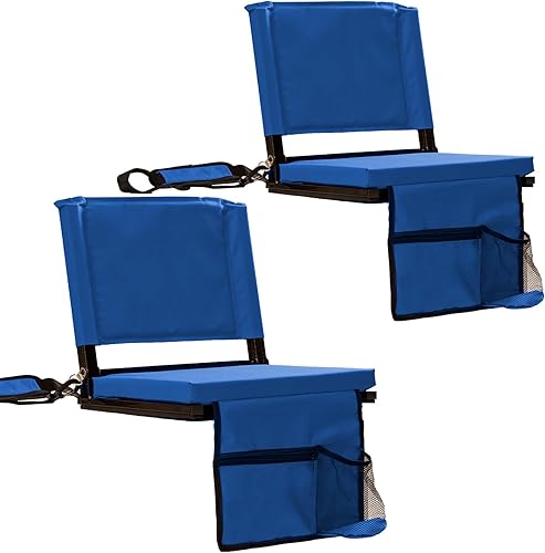 Miniatura 13 de Asientos de estadio con soporte trasero para gradas, sillas plegables con respaldo y cojín, silla acolchada para estadio con correa para el hombro
