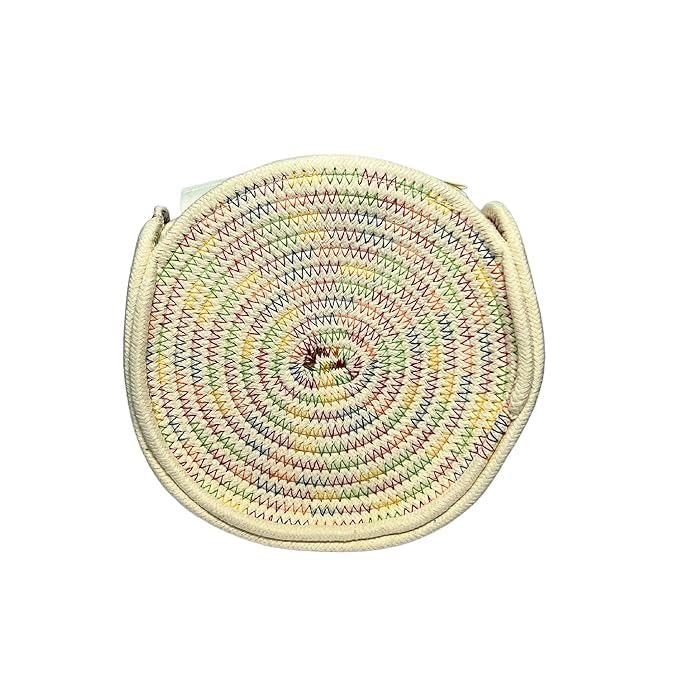 Image of Classy Bag Round Straw Crossbody Bag for Women - Woven Circle Purse with Daisy Flower Design and Pearl Clasp - Boho Summer Handbag