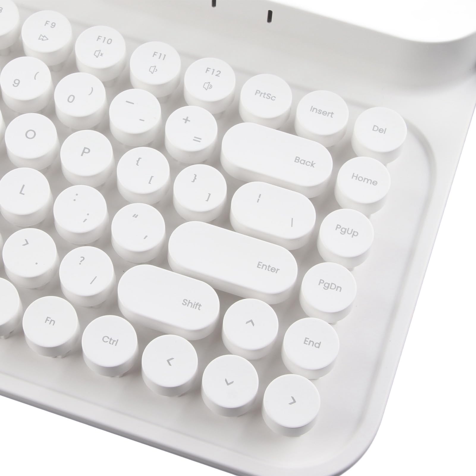 Gearwell Teclado Retro Bluetooth, Estilo Máquina de Escribir, Teclado Vintage Portátil de 86 Teclas con Soporte Integrado, Compatible con Win, PC, Tablet, Teléfono, Android, iOS (Blanco)