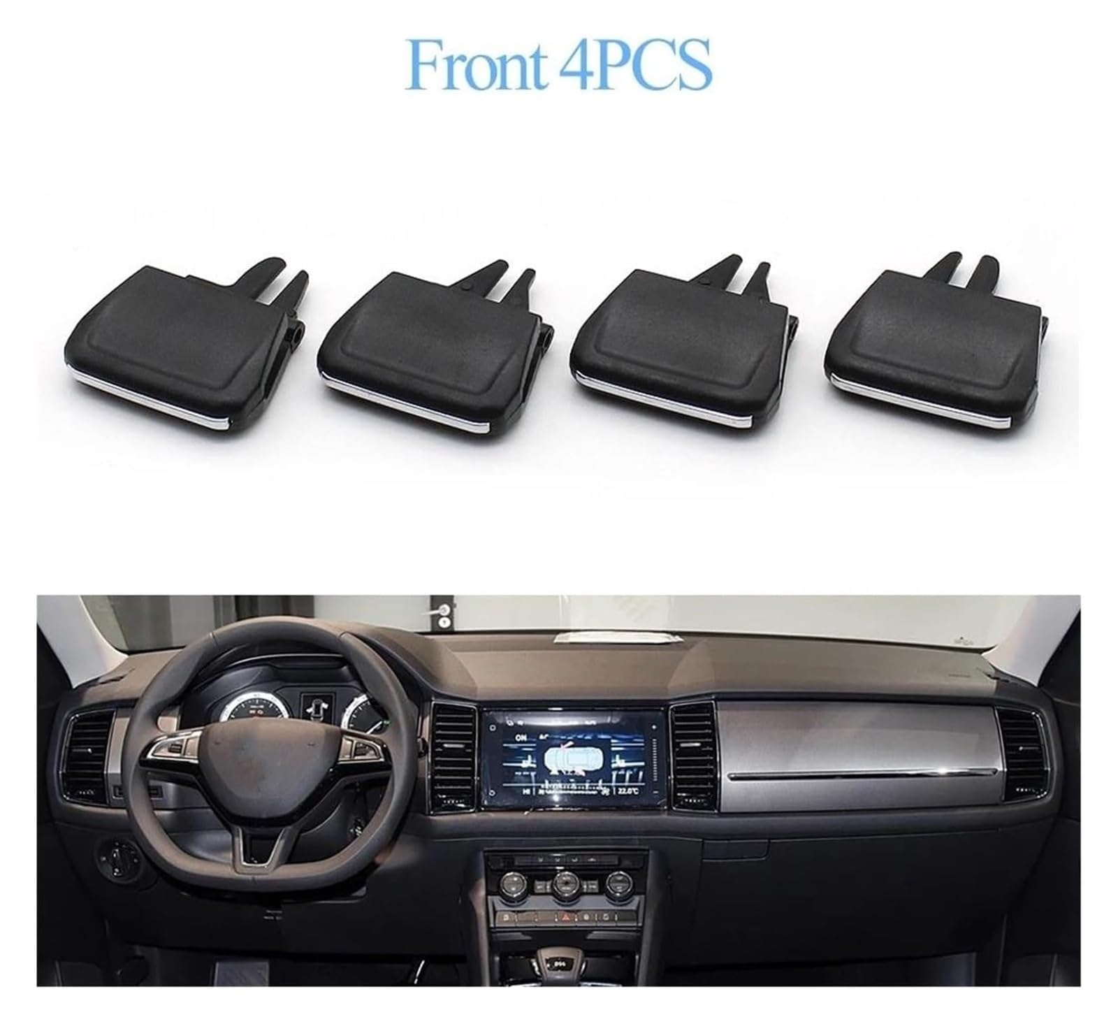 Déflecteur Climatisation Pour Skoda Pour Kodiaq Pour Karoq 56G819701 56G819702 56G820951 Calandre Ventilation Pour Climatiseur Avant Arrière Curseur(Front 4PCS)