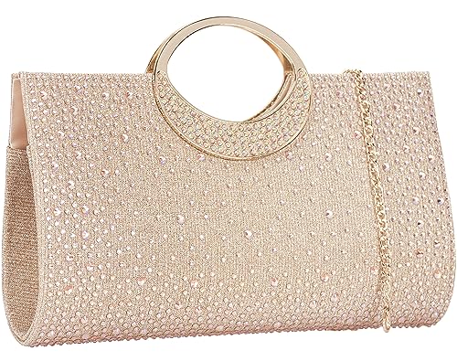 Dexmay Rhinestone Clutch Handbag with Crystal Handle for Wedding ...