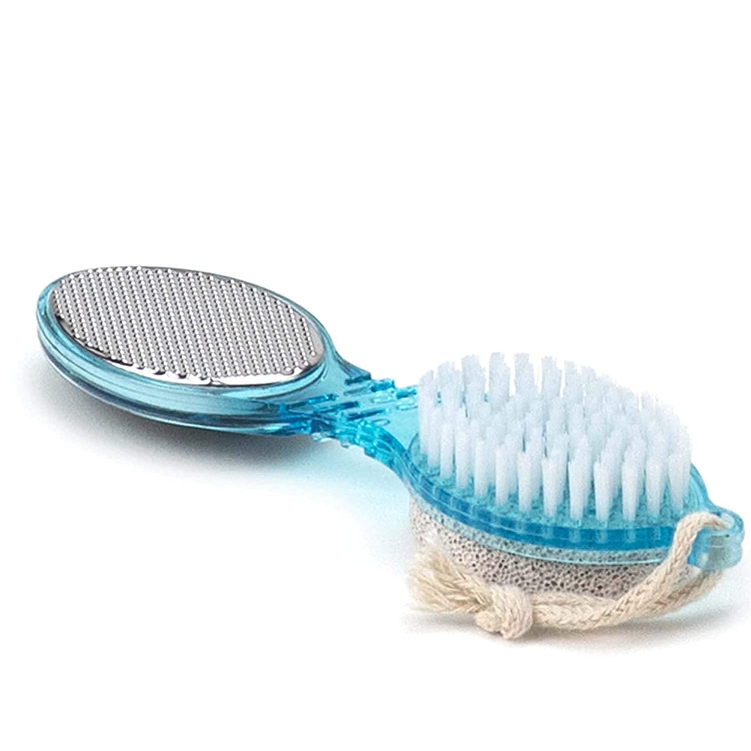 Worldwide e-Mart 4 in 1 Foot Care Tool Kit | Ergonomic Easy Grip | Pedicure Brush, Pumice Stone, Scrubber & Foot File Set for Dead Skin Removal & Smooth Feet Care | Easy to Clean & Maintain (Pack of 2)