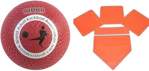 WAKA Kickball oficial con bases de lanzamiento naranja BSN de 5 piezas