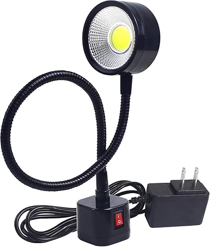 Luz de trabajo magnética LED de 11.811 in Lámpara de cuello de cisne flexible 500 lúmenes 120 voltios para máquina de coser, torno de fresado,