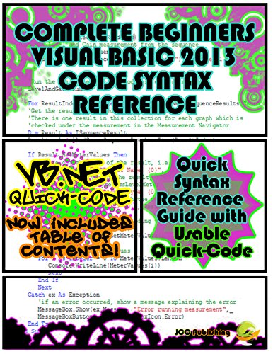 Amazon | Complete Beginners Visual Basic 2013 Code Syntax Reference ...