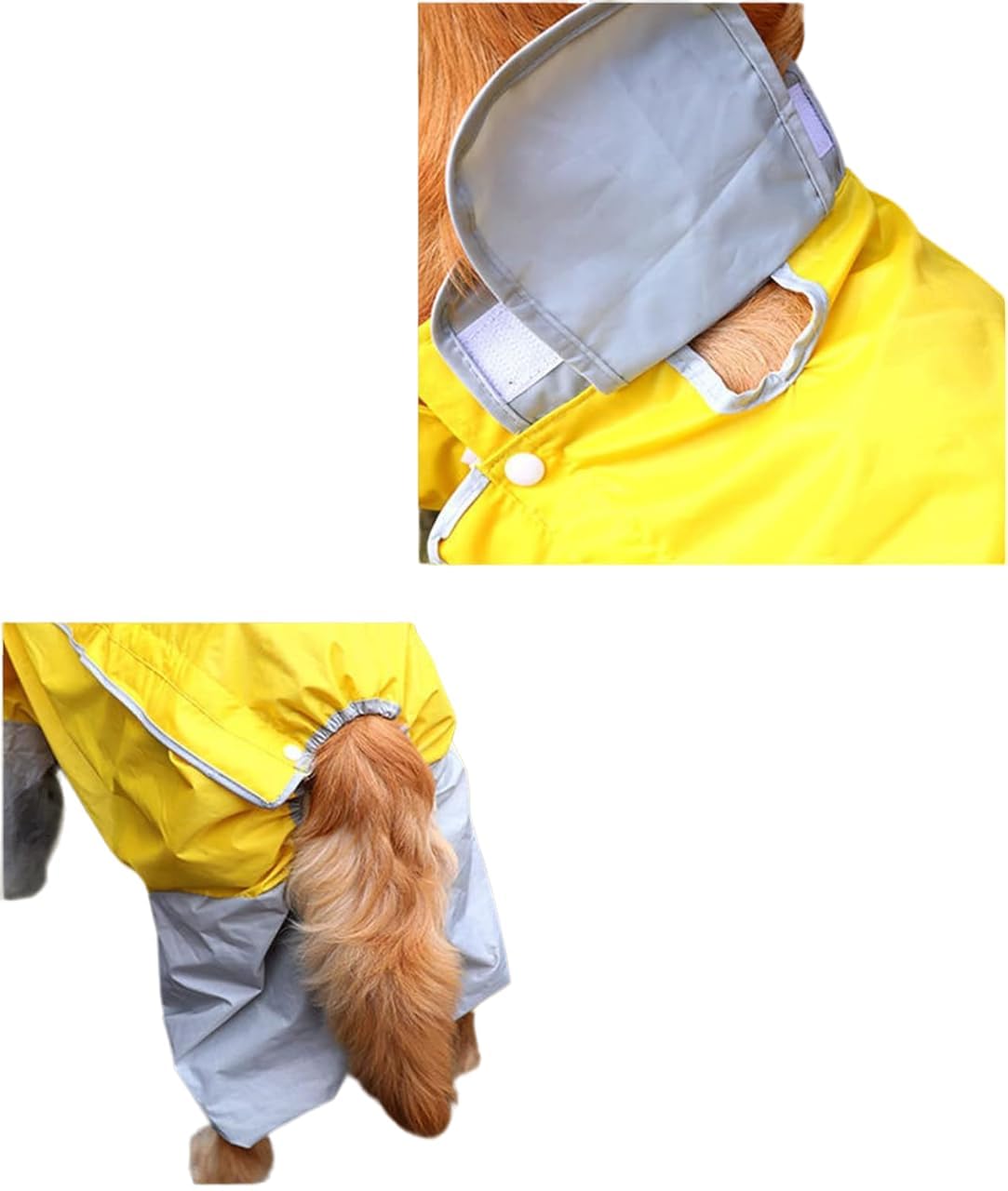 Bhumi Enterprises Dog Raincoats Rain Snow Coats Waterproof Clothing 4 Four Legs Raincoat Full-Cover Dogs Hooded Poncho(Yellow-Grey) (36.-Size) 1