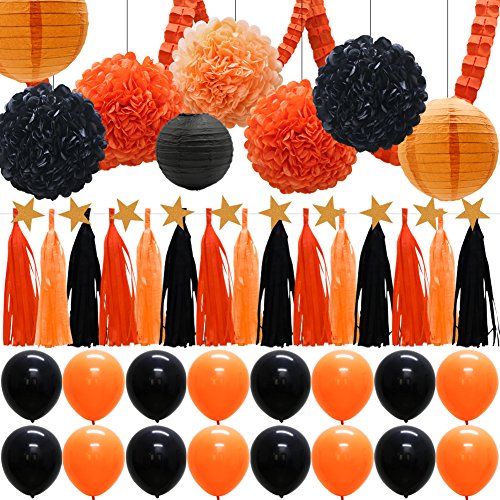 41Pcs Party Decorations Supplies Kit - Paper Lanterns Balloons Tassels Hanging Garland Banner Tissue Pom Poms Flowers Clover Garland Paper Garland For Baby Showers Bridal Birthday Halloween Events #TOP6