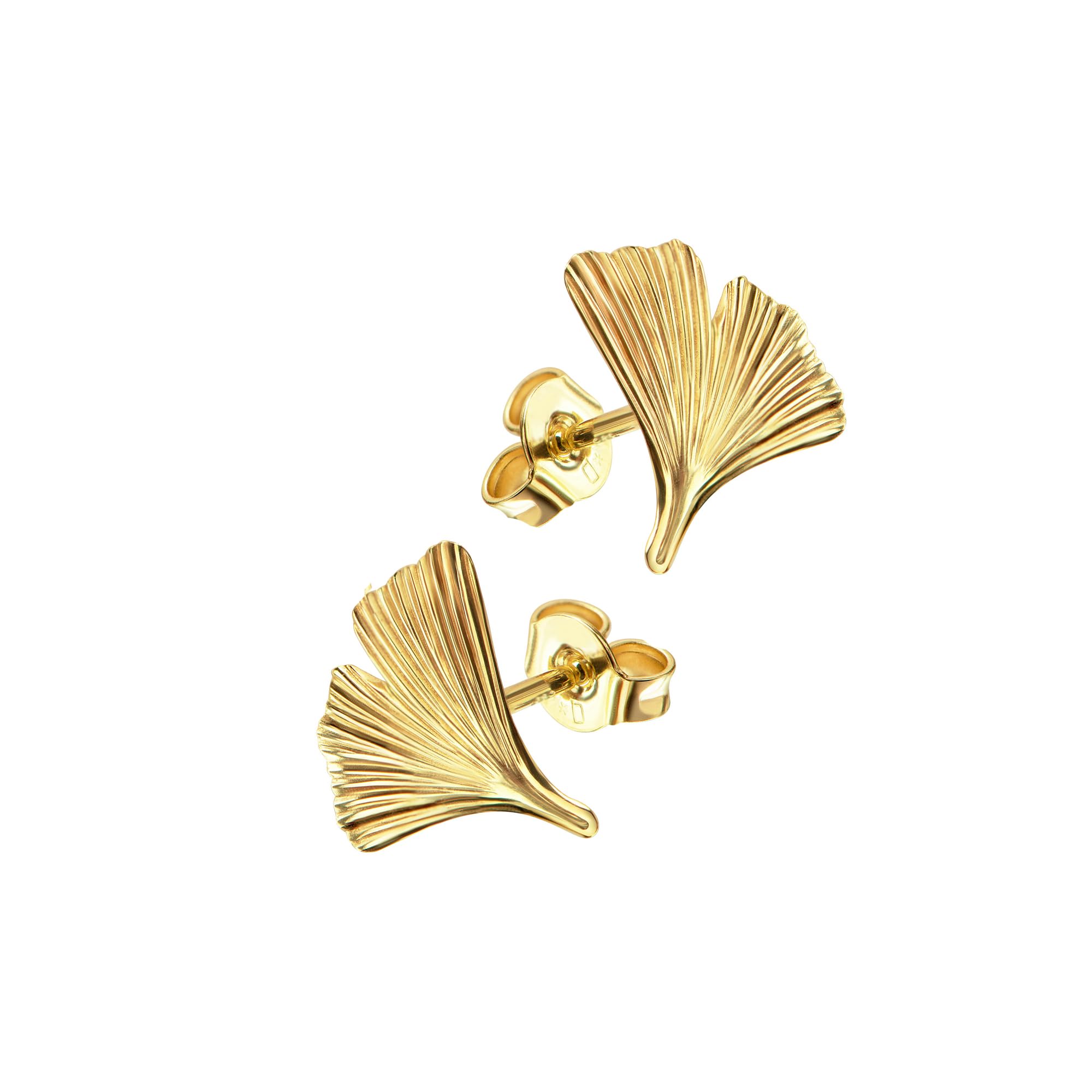 Gold 333 Schmuckset Ginkgo-Goldanhänger und 2x Ohrstecker für Damen mit Kette oder ohne Kette + Schmuck-Etui + Zertifikat