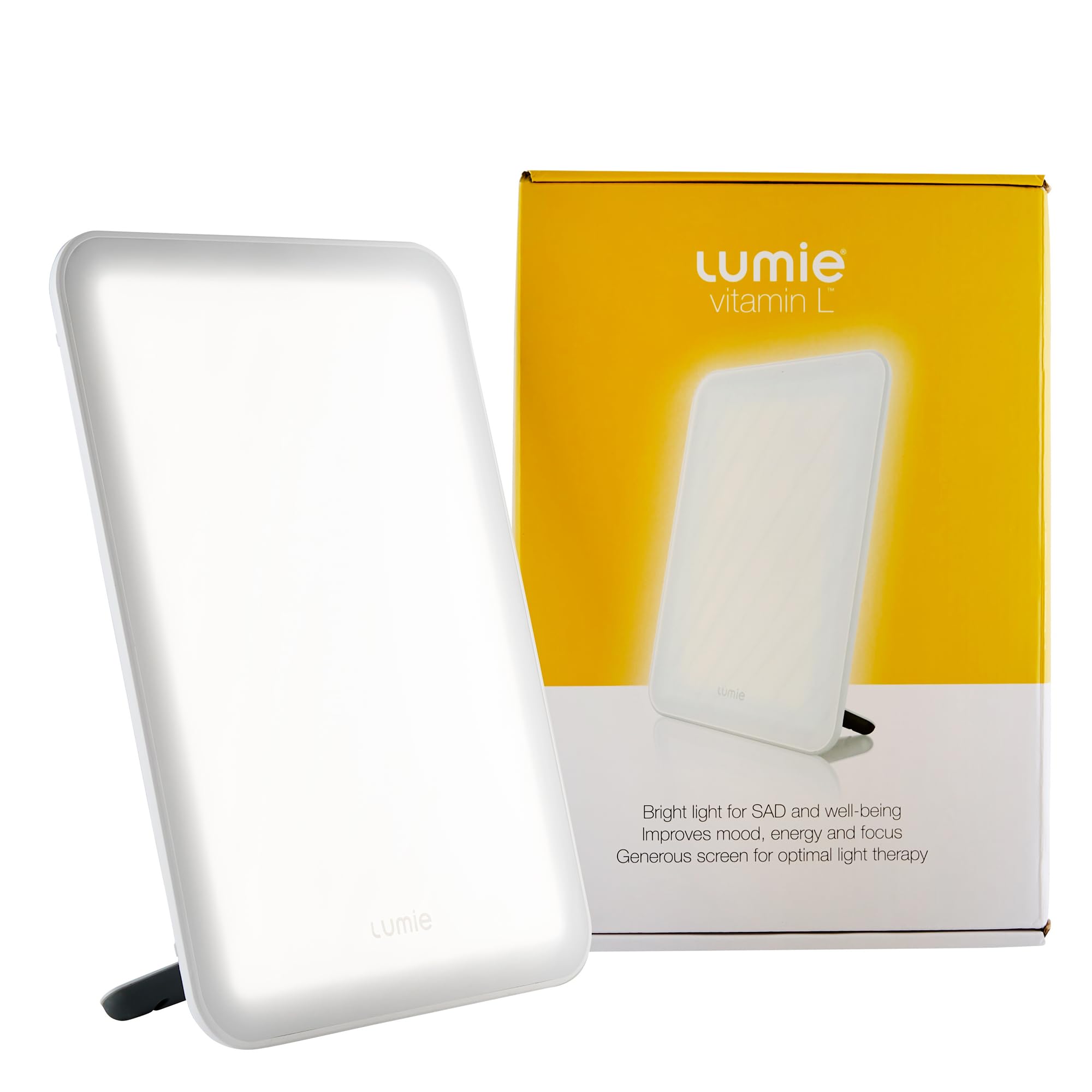 Lumie Vitamin L - Kompakte LED Tageslichtlampe für Wohlbefinden und Behandlung der saisonal abhängigen Depression, Energie- und Antriebslosigkeit - 10.000 Lux