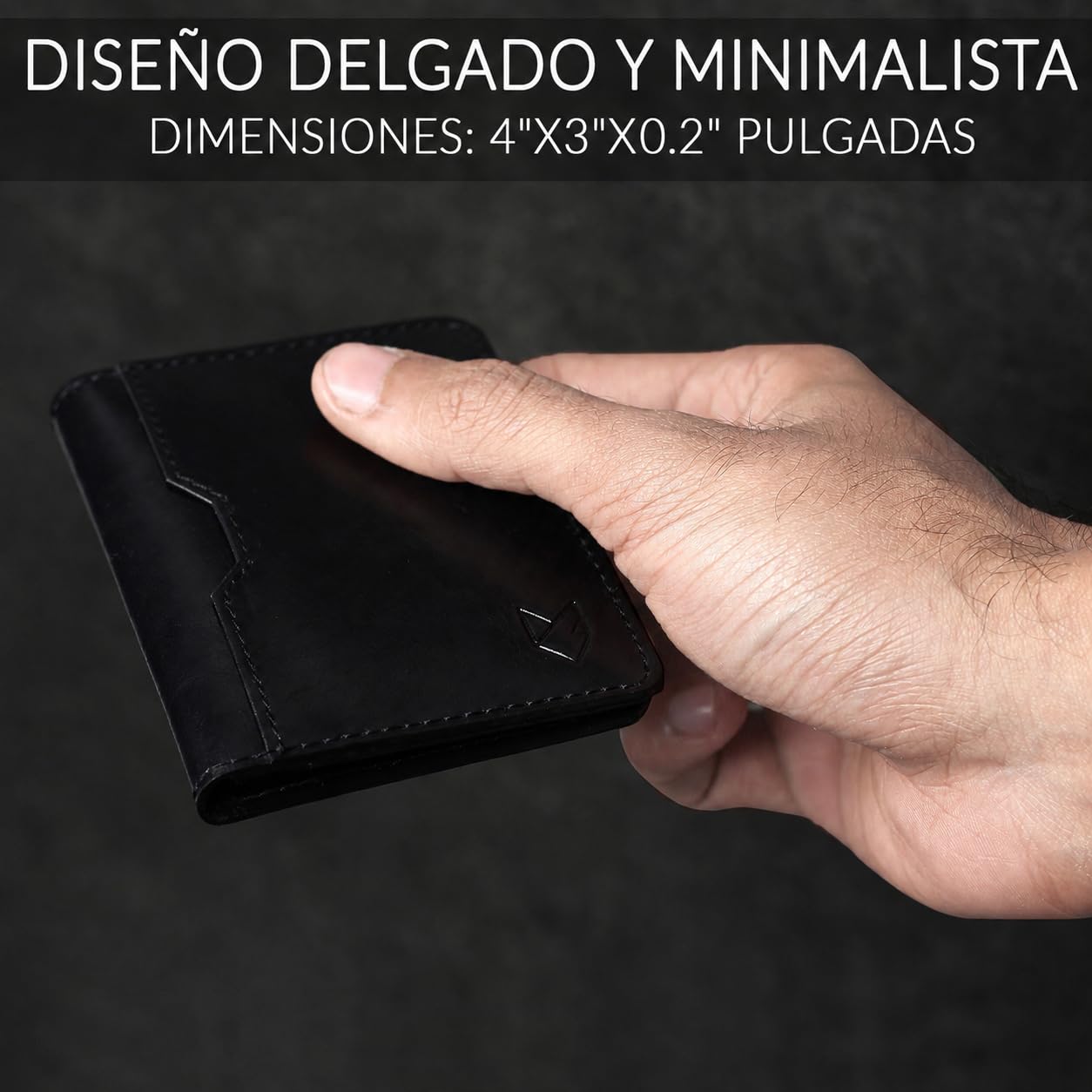 FOXHACKLE Cartera de Cuero para Tarjetas de crédito para Hombres y Mujeres, Cartera Delgada y Plegable con Bloqueo RFID, Bolsillo Frontal Delgado, Cartera Minimalista para Tarjetas, Black, Talla