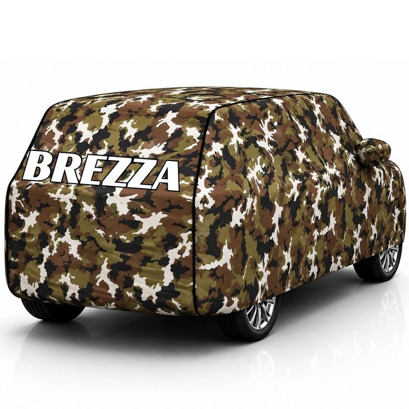 Image of Back-Boo Heavy Waterproof Brezza Car Cover | Polyester Car Body Covers for Rain & Sun | UV Protection, Dustproof, Scratch Resistant, Windproof, Heat Resistant, Custom Fit - (Jungle)