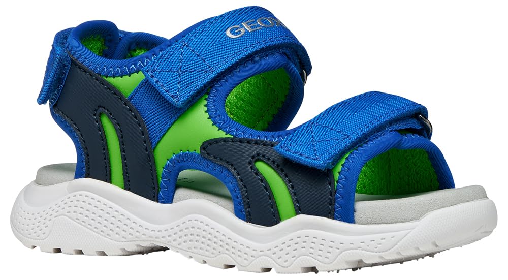 Geox J Splash Boy Sandal, Royal/Green, 34 EU