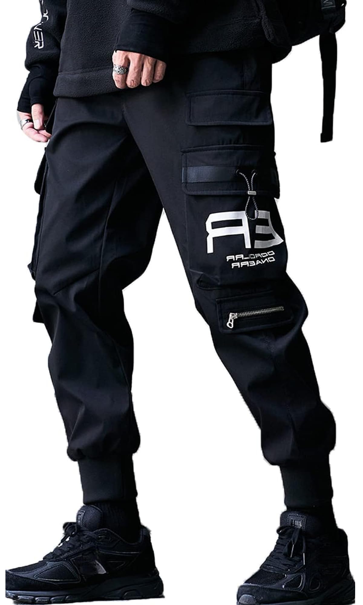 Ambcol Men's Joggers Punk Cargo Baggy Techwear Hip Hop Harem Streetwear Tactical Track Pants