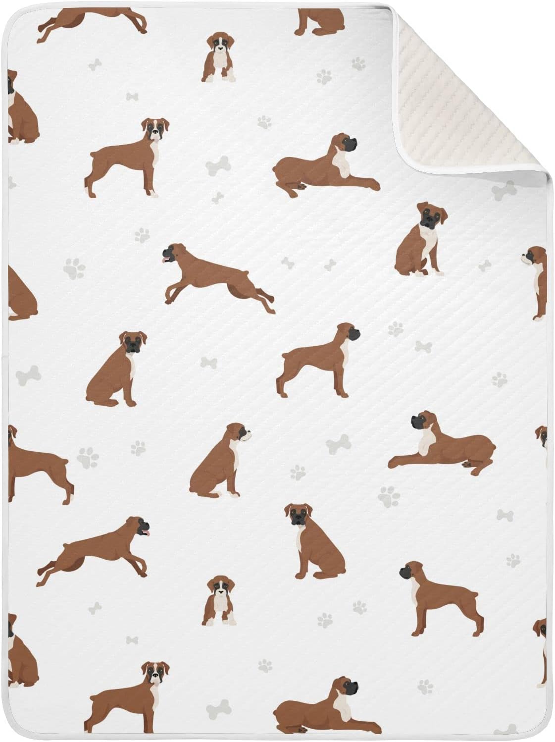 Swaddle Blanket Boxer Dog Cotton for Infants, Receiving Lightweight Soft Swaddling for Crib, Stroller, Nursery, Puppy, 30x40 in