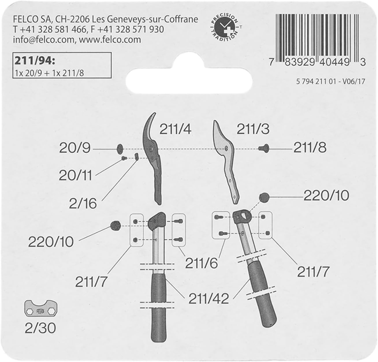 211/94 Kit: nut, bolt
