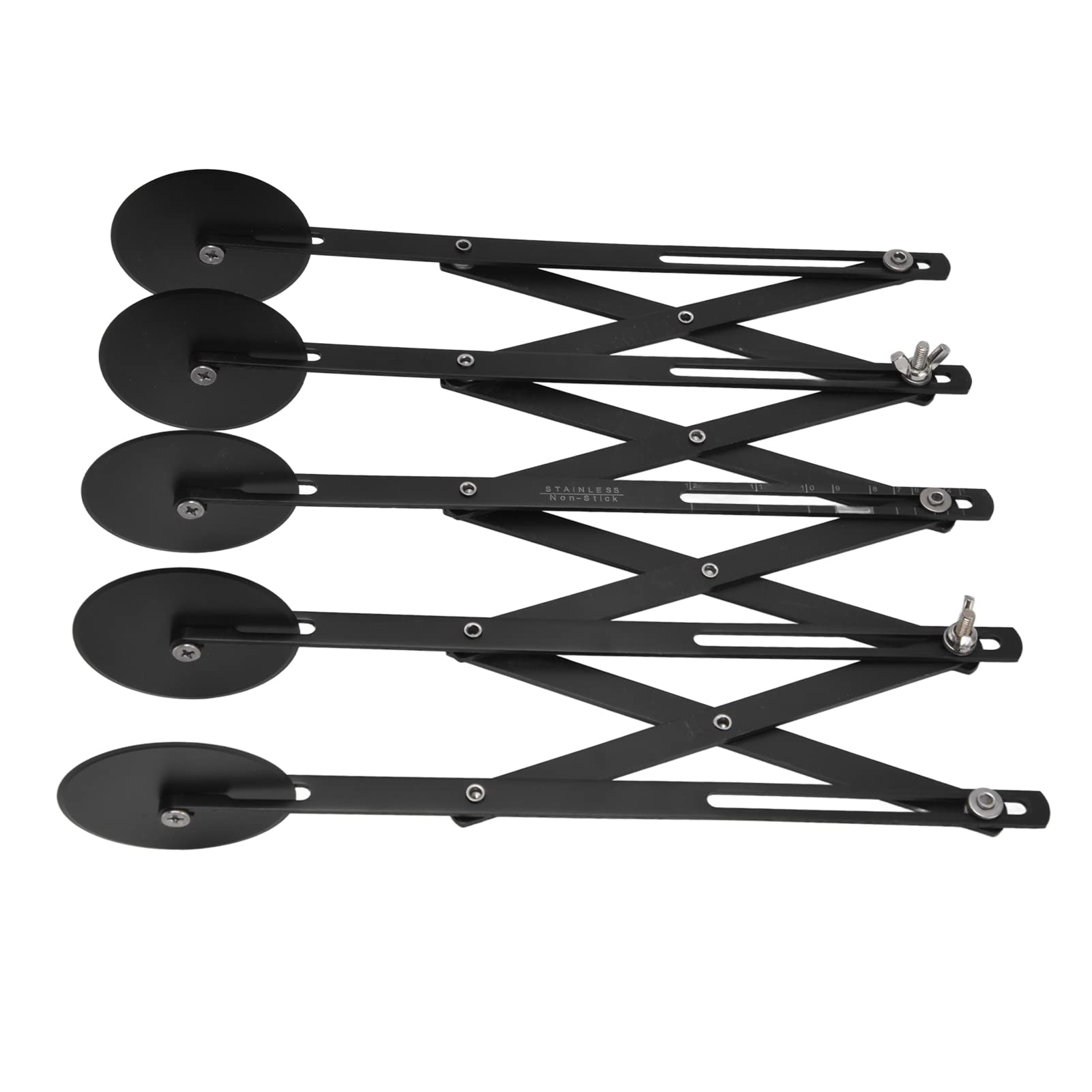 Coltello per impastare in acciaio inossidabile Tagliapizza espandibile Tagliapasta a più ruote Utensile da professionale regolabile per cuocere la pizza e tagliare l'impasto (5 rulli 11 cm)